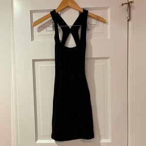 Black bodycon princess Polly dress, backless.